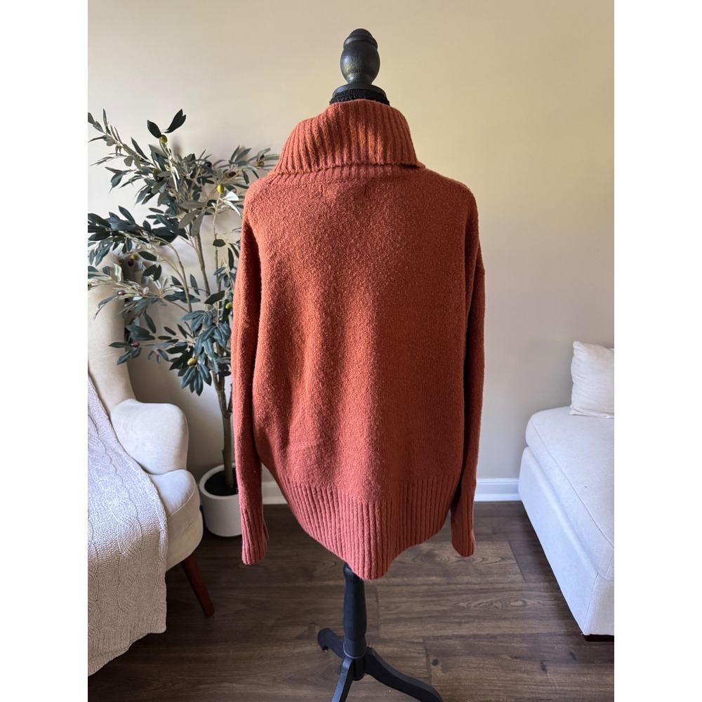 Rachel Zoe Womens Rust Orange Cowl Neck Knit Sweater Size Medium Long Sleeve - Picture 3 of 3